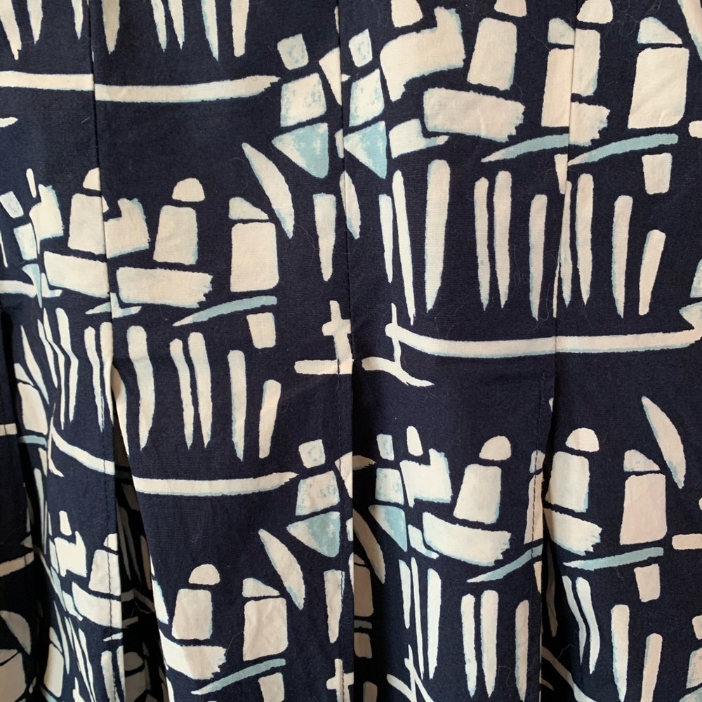 Tory Burch Navy and White Printed A-Line Skirt - Picture 11 of 16